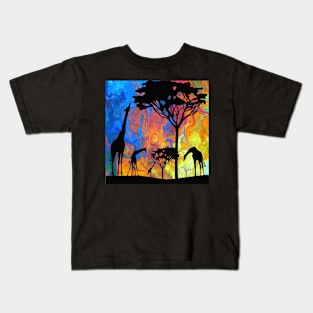 African Dawn animals wildlife sunrise Kids T-Shirt